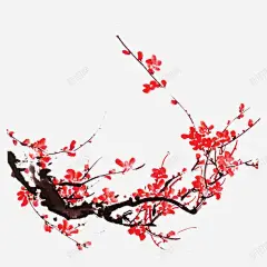 彩绘植物梅花水墨画 创意素材