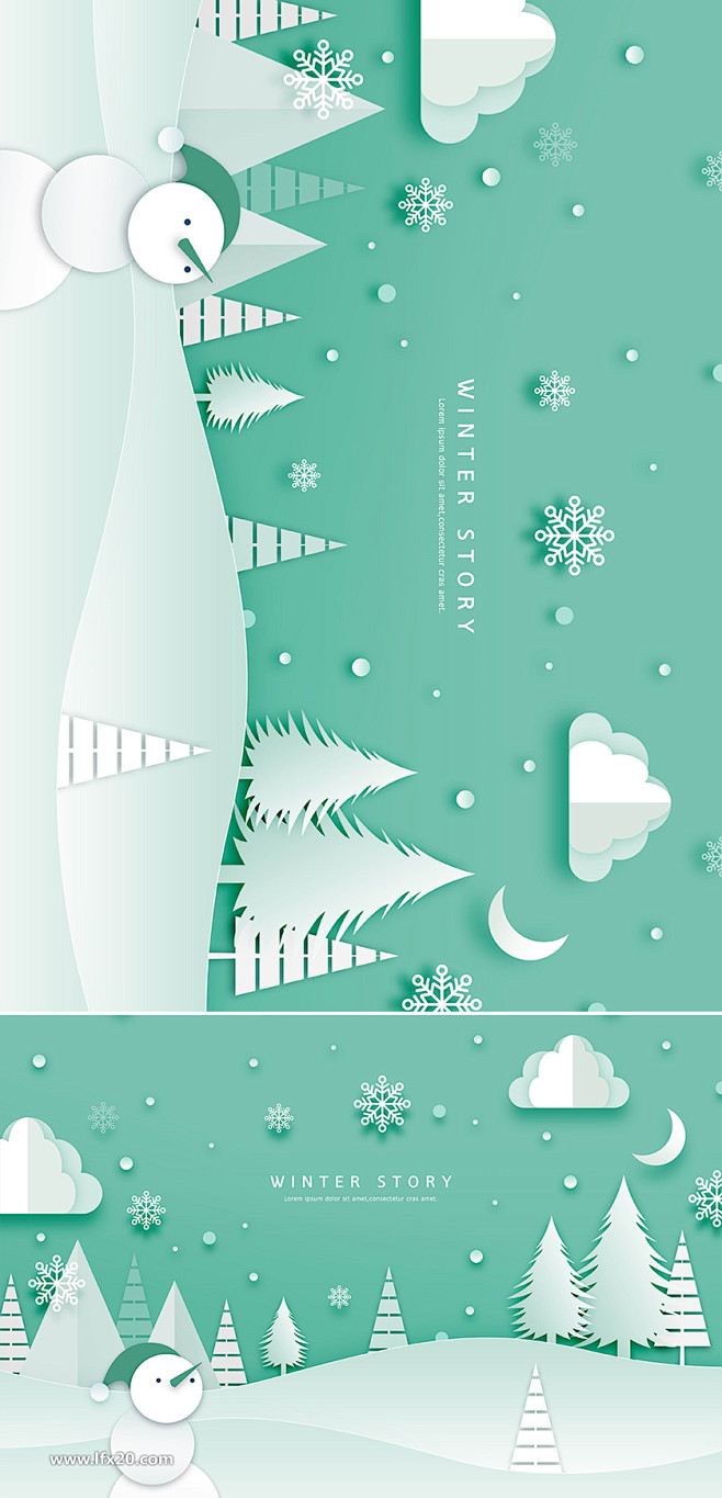 【乐分享】圣诞节雪人剪纸艺术创意PSD素...