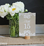 WOW! Rustic Lace Table Numbers are so CUTE! Delectable design - check! DIY -- double check! Follow the link for printable sheets. (And notice the cute cork holder ... love it!): 