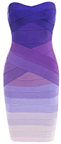 Clothing : Bandage Dresses : 'Stacie' Purple Gradient Strapless Bandage Dress