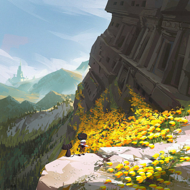 光影的处理与细碎的笔触将画面表达的十分出彩每幅景观都带有着奇幻