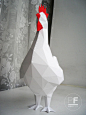 Rooster polygonal papercraft lowpoly DIY template PDF image 4
