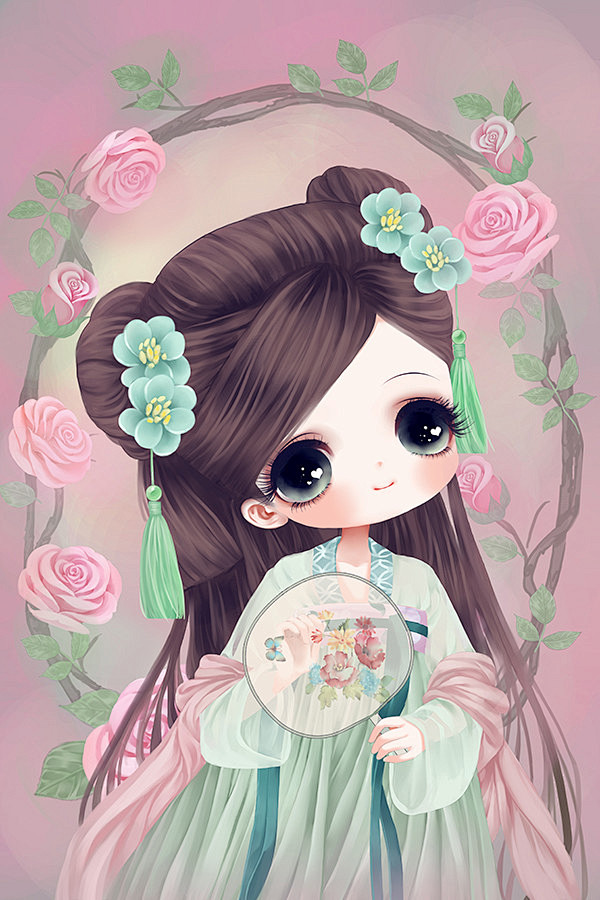 女孩古装羽画雨