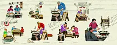 重庆小面手绘插画 【酷图网】重庆小面,插画,手绘插画,手绘,中国风,怀旧风格,怀旧复古,面食,面文化,面条,人物,传统美食