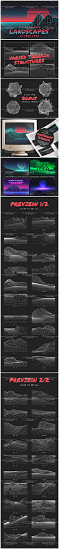 AI0843赛博朋克复古蒸汽波立体几何山脉等高线网格纹理AI设计素材-淘宝网