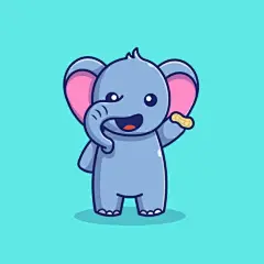 可爱大象拿着饼干的表情包插画设计素材