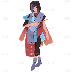 拼贴扁平风魔法人物插画贴纸10