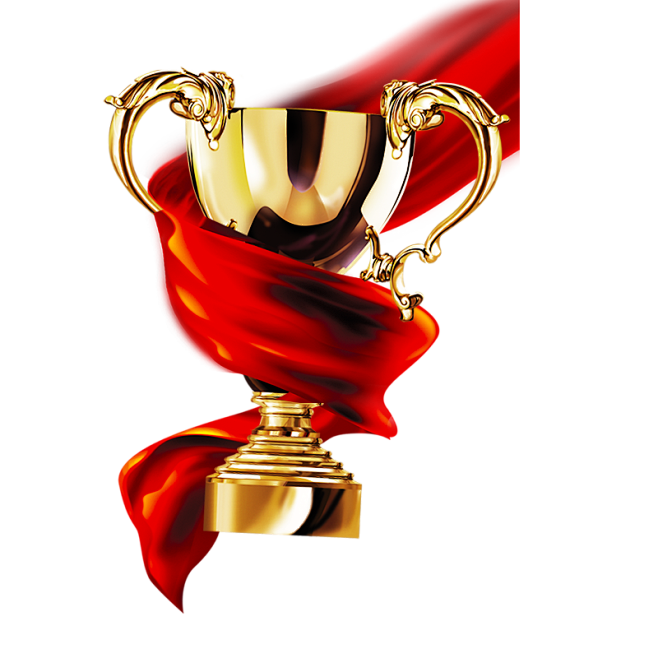 【可下载】冠军奖杯金牌金杯红丝带素材荣誉.