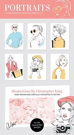 [编号194]时尚女性线条轮廓简笔插画化妆鞋包服饰矢量素材-淘宝网