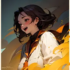 大笑,雾,棕发,4K分辨率，单人，女孩,上半身