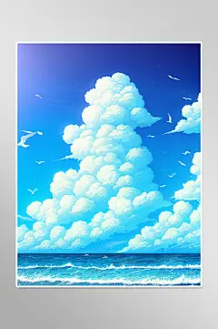 数字艺术海边大海插画-众图网