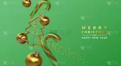 贺卡,三维图形,新年前夕,黄金,请柬,2020,事件,华贵,玩具
