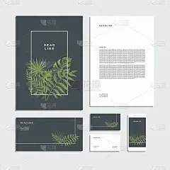 摘要热带叶企业身份。文具。创意设计。