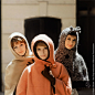 Mod Girls, Three Hoods. Hoods by Christian Dior Photographed for September 1961 issue of LIFE. The source of this image was a 2.25” x 2.25” vintage color transparency.