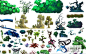 游戏美术资源手绘植物 花草树木 PSD分层素材 高清2D横版场景修图-淘宝网