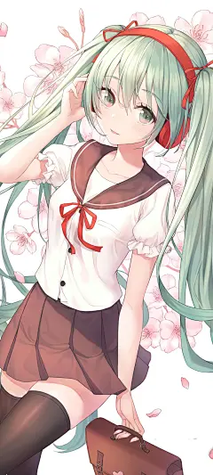 可爱少女 长发 耳麦 百褶裙 动漫手机壁纸 _彼岸手机壁纸