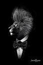 fantasmagorik nicolas obery dark Smart black animals fantastic strange curious monkey tiger dog lion bird photoshop