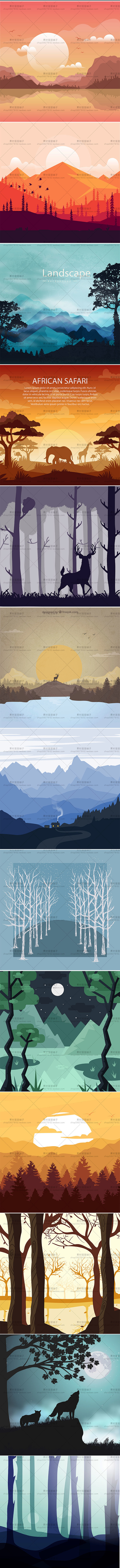 儿童插画 时尚梦幻插画背景 梦幻海报 森...