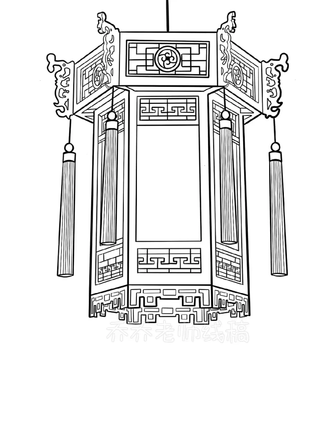 宫灯线描素材来喽 - 小红书