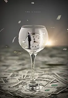 创意合成时间钟表公益海报模板空中岛屿天空梦境PSD分层设计素材-淘宝网