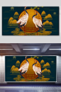 仙鹤国潮中国风插画背景素材