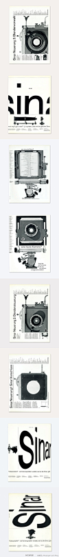 1960－1962 年间 Karl Gerstner 和 Markus Kutter 策划的Sinar照相机平面广告。图源 http://t.cn/zjNKZ8m 来自彭元_Wessinger-un