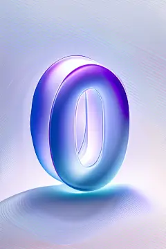 3D潮流酸性玻璃立体数字0元素