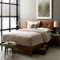 Mid-Century Leather Button Tufted Bed - Saddle