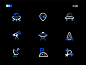 E.T Icon gradual change telescope moon satellite rocket airship white blue linear black icon interface design iphone x extra-terrestrial e.t ux app ui