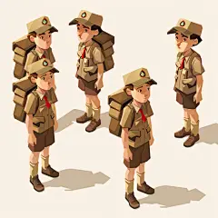 简约穿迷彩服的人物插画
