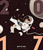 在宇宙中翱翔的人插画商业插画饭太稀Fan - 原创作品 -