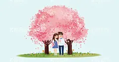 情侣  - 源文件下载【酷图网】雪地,情侣,树林,卡通,爱情,现代简约,樱花,桃花,情人,春天,大树,杏花,