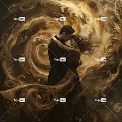 Ai产生的 拥抱 夫妻 打旋 宇宙的 空灵的 金的 统一 舞蹈