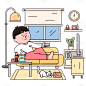描边插画-宅男人物常规贴纸