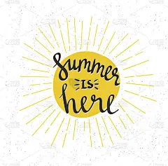 手绘的夏季字母-“夏天来了”。