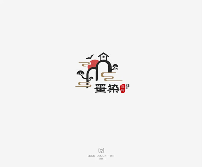 学LOGO-墨染民宿-民宿logo-场景...