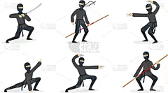 忍者,面具,黑色,衣服,可爱的,剑,现代,布置,踢