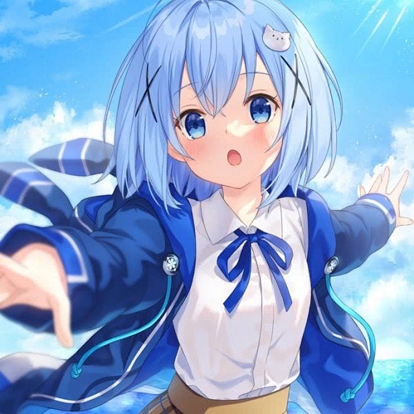 萝莉天空蓝色系短发