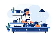 厨师大厨厨房扁平风插画