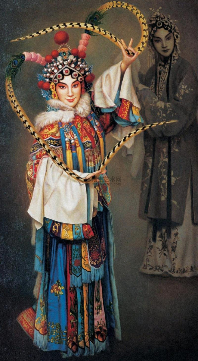 姜迎久油画人物京剧系列作品百花公主15085cm