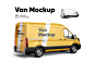 小型货车车身广告样机模板优雅演示文稿可自定义设计素材 Van Mockup