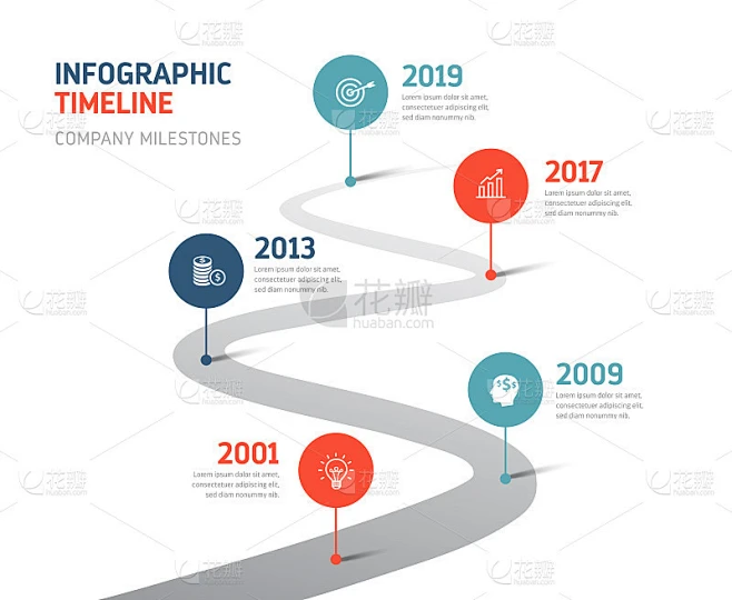 Timeline Infographics - Company Milestones素材-花瓣网