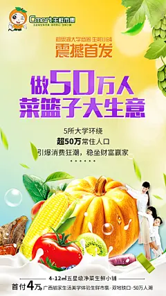 【素材能量站】海报 商业地产 商铺 农贸市场 招商 宣传 生鲜 水果|956564 