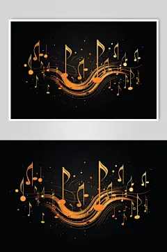 AI数字艺术音乐乐符乐谱元素插画