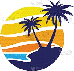 palm tree summer logo template