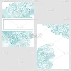 一套卡片与雪花，水彩斑点和地方的文字。节日冬季装饰概念。海报,邀请。矢量布局装饰贺卡或邀请设计背景。