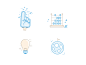 Business Deck Icons egencia icon blue tan finger abacus lightbulb globe world flag sparkle confetti