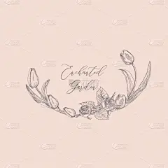 模板,品牌名称,华丽的,请柬,几何形状,直的,郁金香,婚礼,自然美,复古
