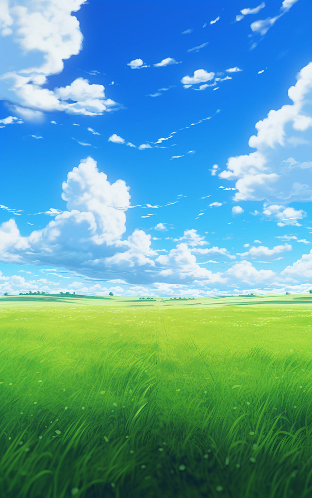 草地蓝天白云素材图AI图背景