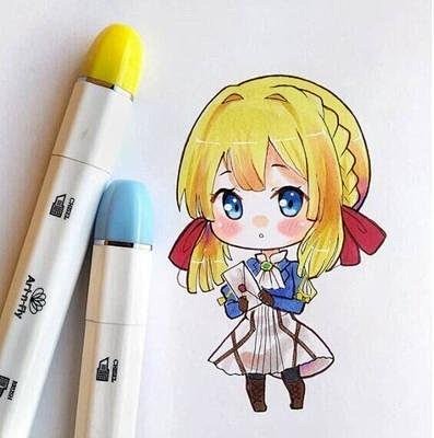 马克笔手绘q版动漫美少女超可爱萌系小萝莉